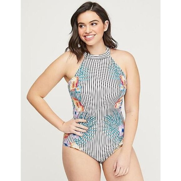 Lane Bryant Cacique No Wire High Neck One Piece Swimsuit 22 - Picture 5 of 5